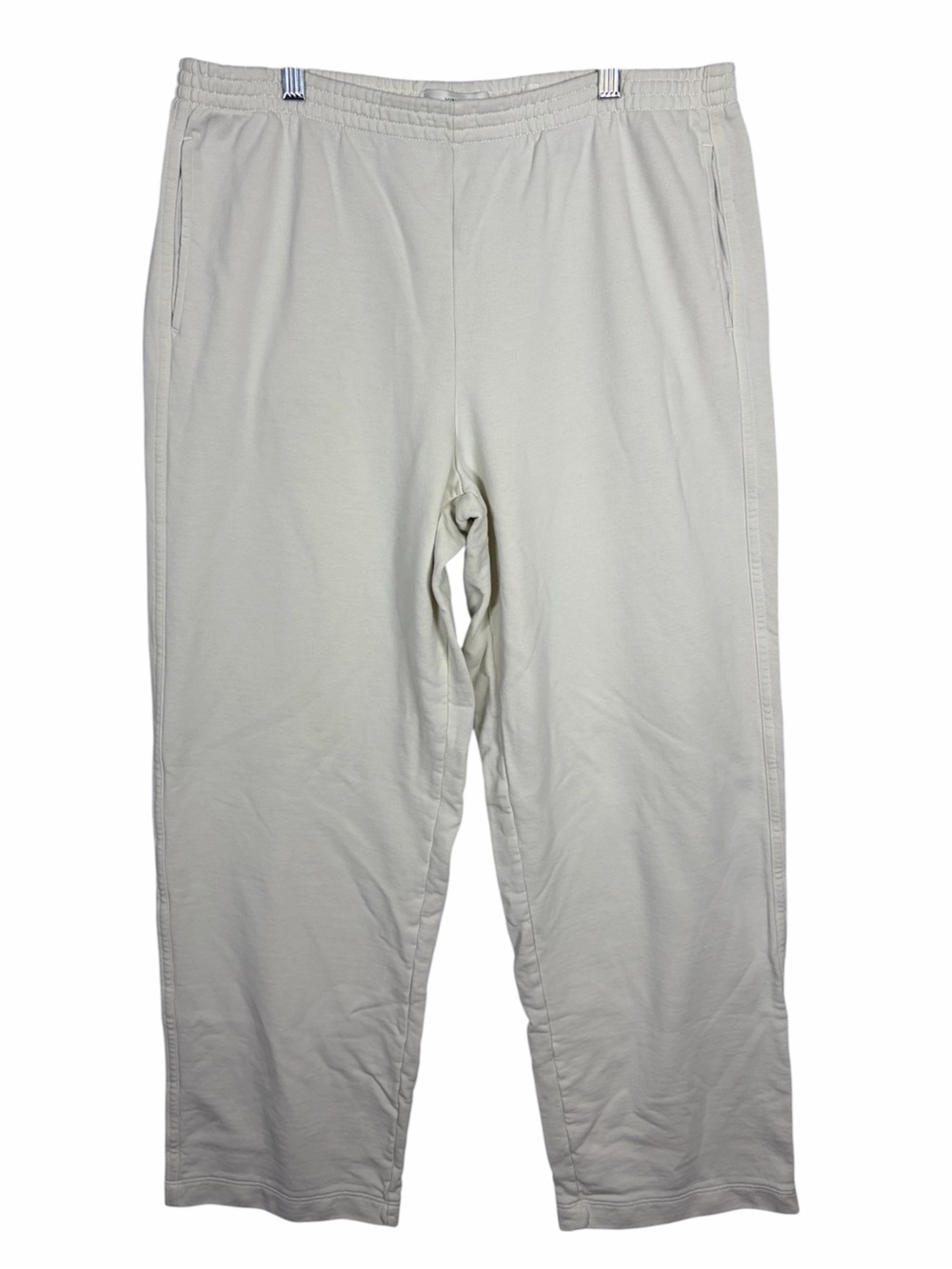 Vince Wide Leg Sweatpants L Ivory 100% Cotton French Terry Lounge Pants